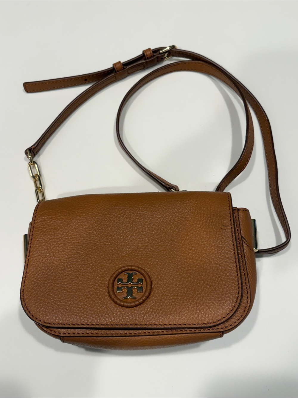 Tory Burch Pebbled Leather Crossbody in Brown